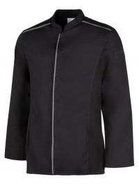 Pique Kochhemd Langarm Herren in Schwarz